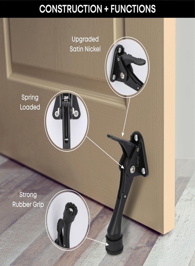 LAPO Kickdown Door Stopper with Adjustable Height (13.8cm) | Heavy Duty Design |Rubber Non-Slip Tip | Prevents Scratches | Easy to Use on Wood and Metal Doors - Black Finish - Image 2